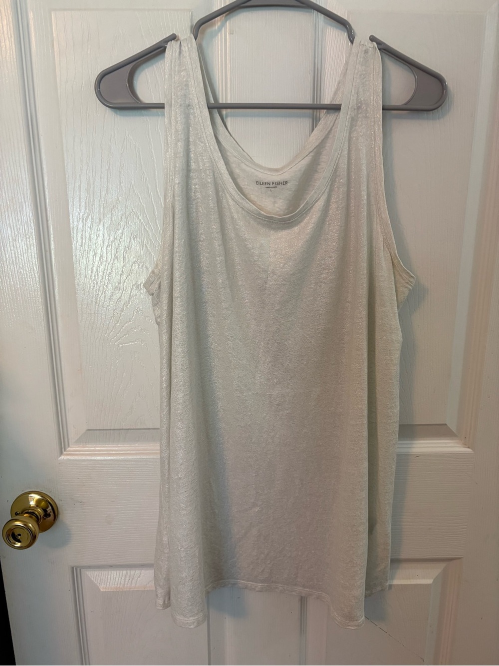 Eileen Fisher Organic Linen Jersey Shimmer Scoop-Neck Tank Top